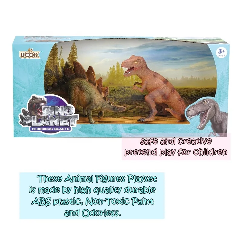 Plastic Toy Dinosaur 2-piece Educational Playset for Kids Ages 3-8, Jurassic World Miniatur