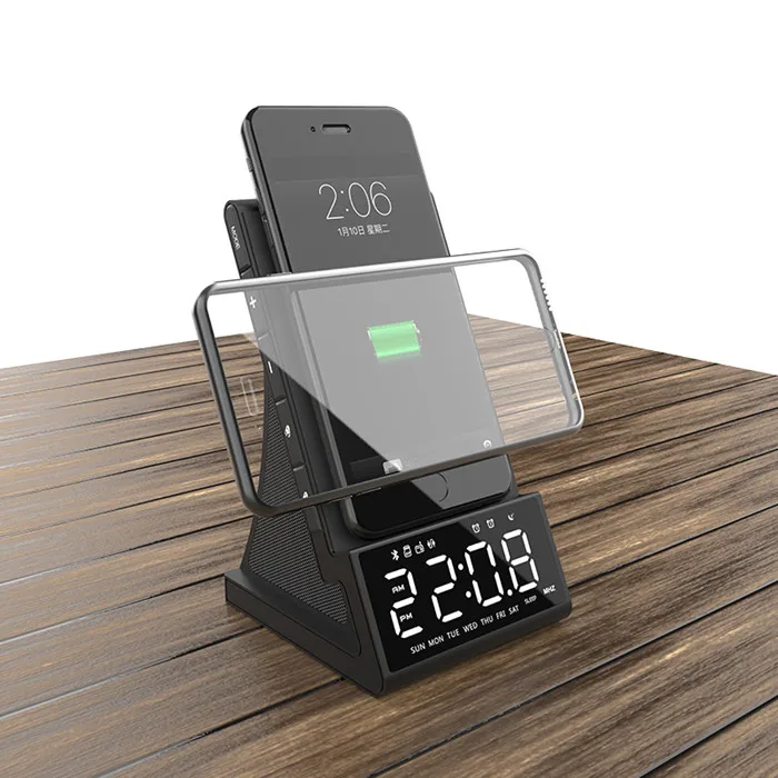hotel alarm clock radio mp3 usb remote control music station wireless speaker with mic