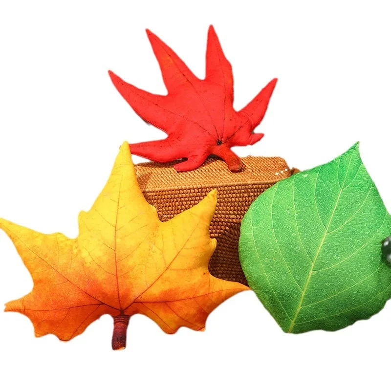 Simulated Leaf Pillow Cartoon Maple Leaf Ginkgo Green Leaf Plush Toy Cushion Sofa Plant Prop Waist Pillow