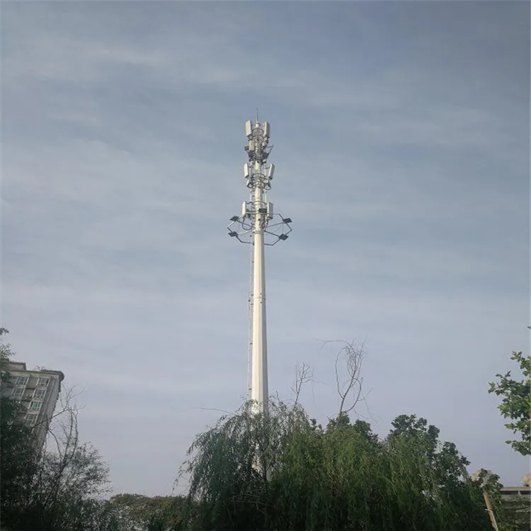 China supplier 30m 40m 50m 60m  galvanized pipe 5G cell phone bts steel gsm telecom antenna pole tower