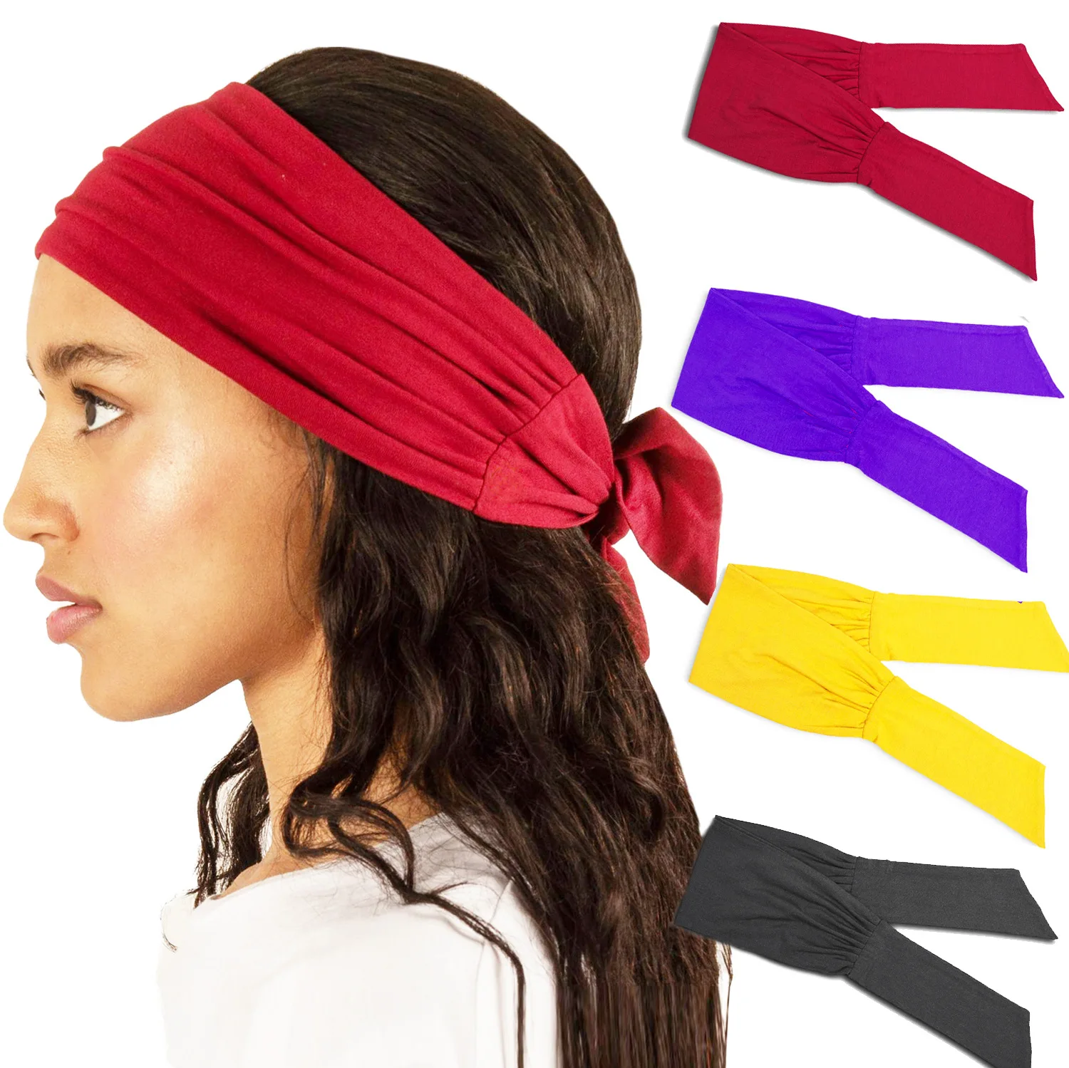 Hot Sale Wholesale Elastic Fitness Pirate Headbands Polyester Sports Running Tennis Tie Back Ninja Headbands