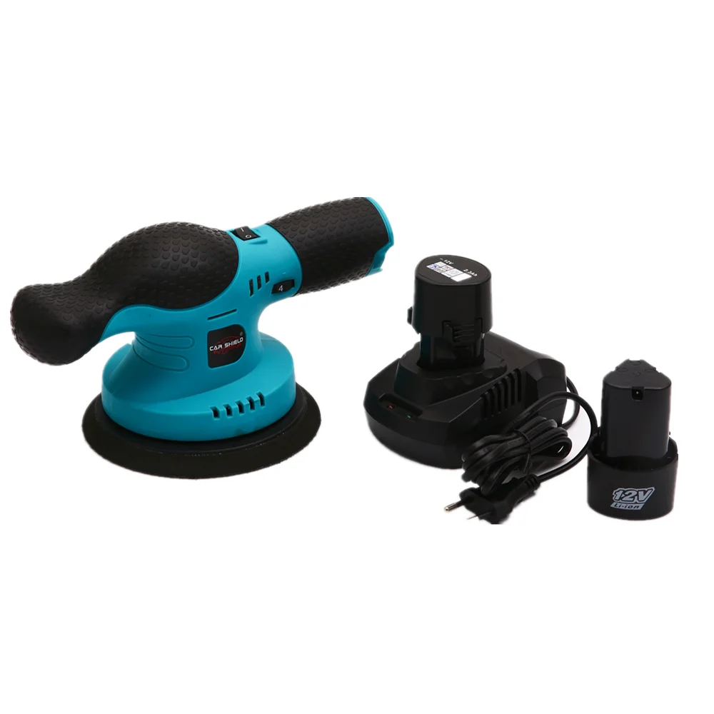 Car Shield 9mm Orbit 6Inch 12V Cordless DA Car Buffer Polisher with Two Batteries Support Customization