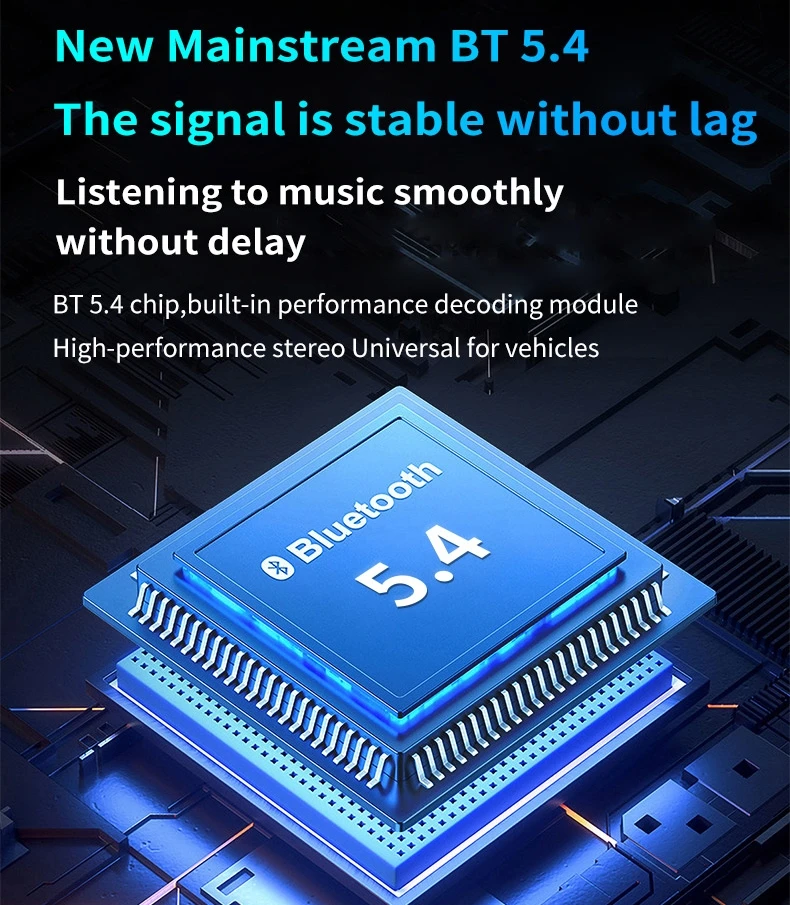 New Bluetooth 5.4 Car FM Transmitter PD Type-C Dual USB Fast Charger Car Adapter Handsfree Radio Modulator MP3 Player