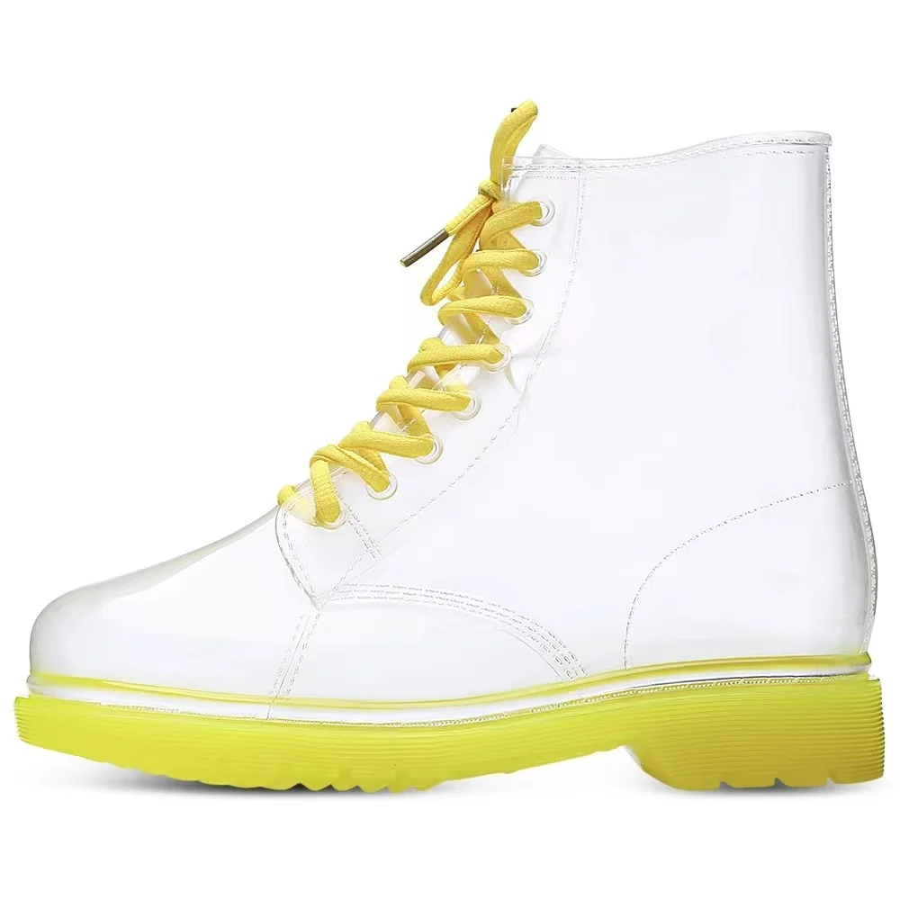 Fashion Design In 2023 Non Slip Waterproof Middle Barrel Transparent Clear Rain Boots For Ladies
