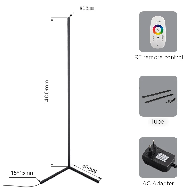 One stop service nordic Minimal Indoor decoration Triangle rgbw light standing LED corner floor lamp