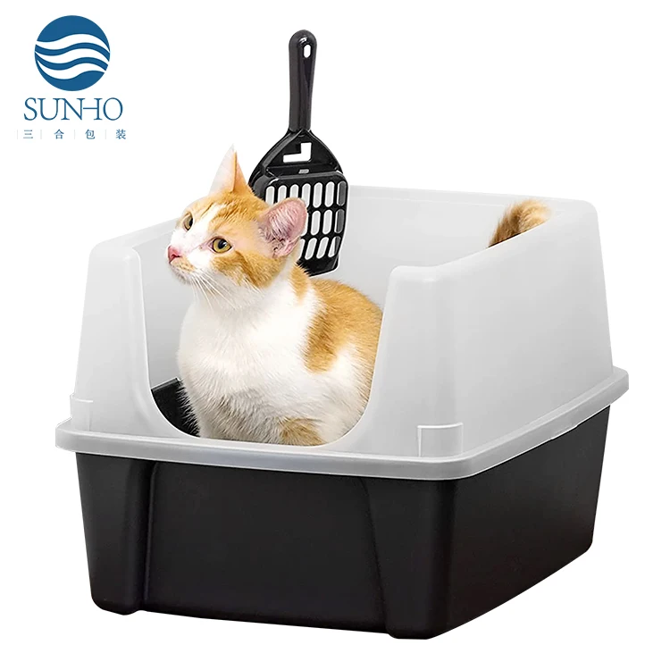 Best Selling Pet Cleaning Plastic Large Space Semi Enclosed Cats Litter Cat Toilet Sand Box