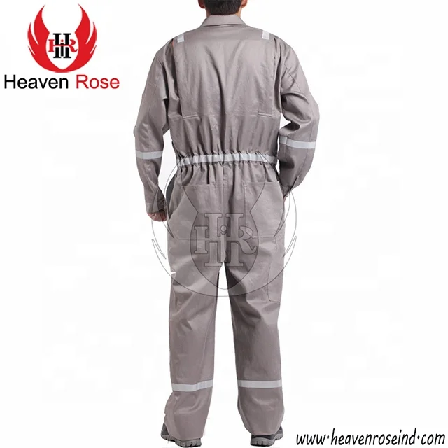 Front Side Long Zip With Gray Reflective Stripes Oil Coverall Worker Overalls and Manufacture Coveralls for