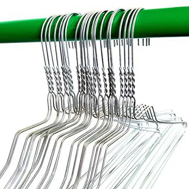 Factory Supplier Silver Color Galvanized Hanger Metal Wire Clothes Hangers Dry Cleaning Clothes Hanger