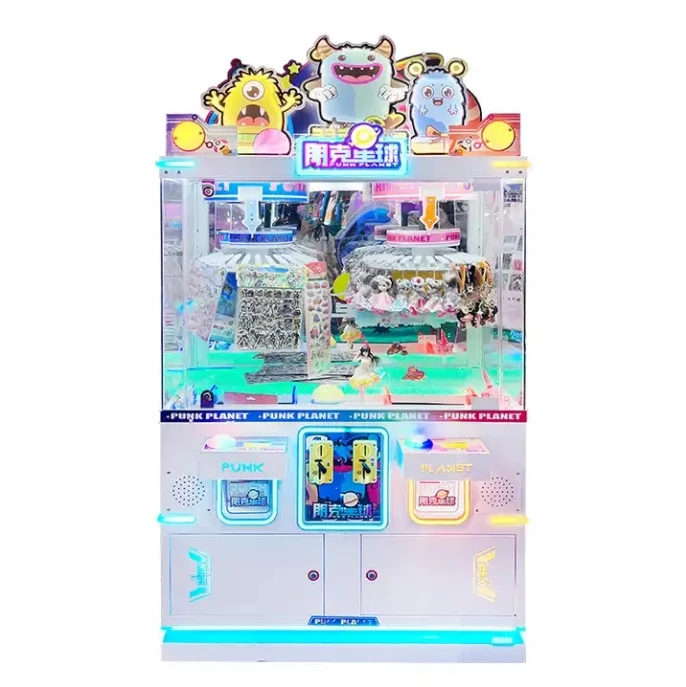 Wholesale sale clip prize gift machines punk planet commercial two persons coin operated crane claw machine for sale
