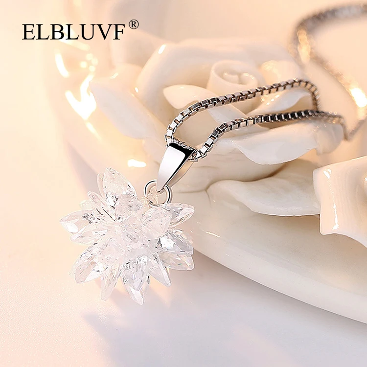 
ELBLUVF Hot Sell S925 Silver Plated Lucky Snowflake Shape Pendant Jewelry Accessories 