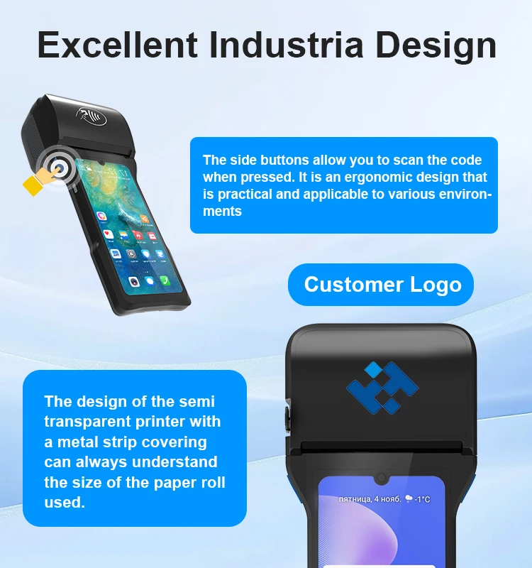 CE NFC Payment Reader Parking Machines Terminal POS 4G Point of Sale with QR Code Scan Z93