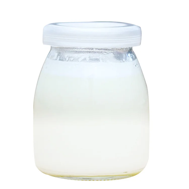 2021 Wholesale mini clear empty yogurt container milk glass pudding bottle