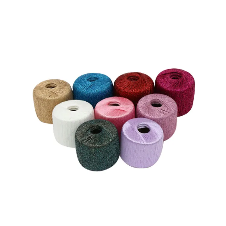 
golden hand knitting metallic lurex yarn for hat 