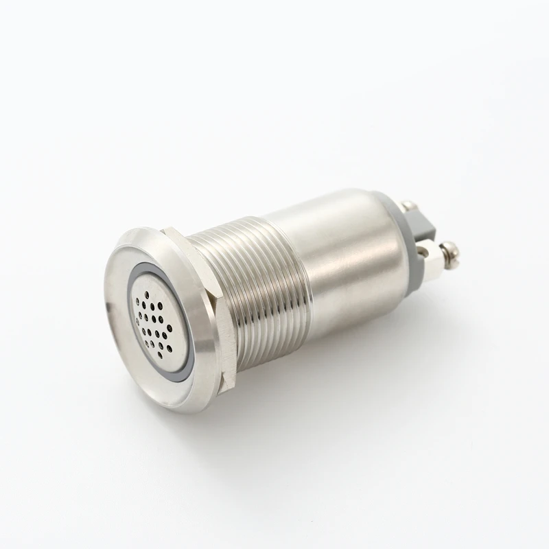 19mm stainless steel  metal uncontinuous sound Buzzer alarm with flash light(PM191B-SM)