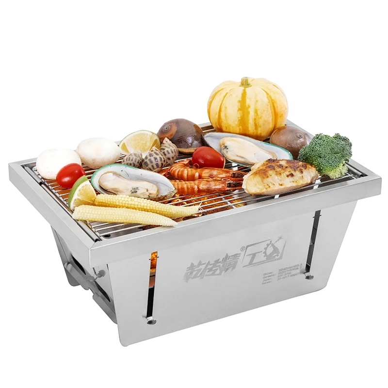 
Foldable stainless steel barbecue grill for outdoor camping 