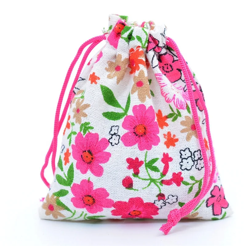 
Jewelry Packaging Pouch 10x12cm Wedding Christmas Gift Burlap Jute Bags Chinese Style Cotton Linen Drawstring Bag 