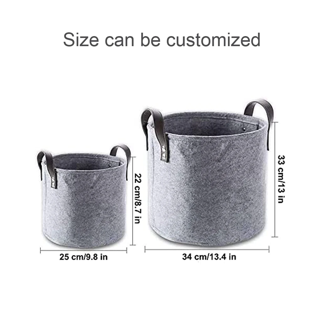 Eco Friendly Felt Kid Toy Storage Boxes Bin Organizer Folding Laundry Basket Round