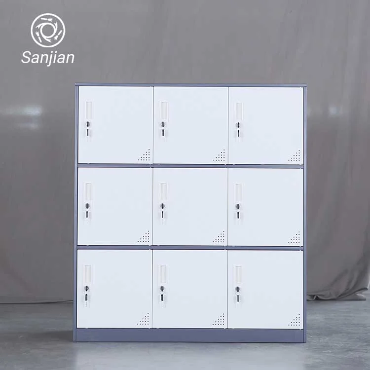 China Supplier Two Toned Color Half Height 9 Compartments Steel Locker