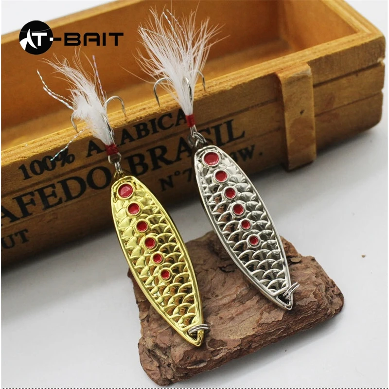 Wholesale in stock sea fishing  zinc alloy long-range metal spoon lure with red dot hard bait leech