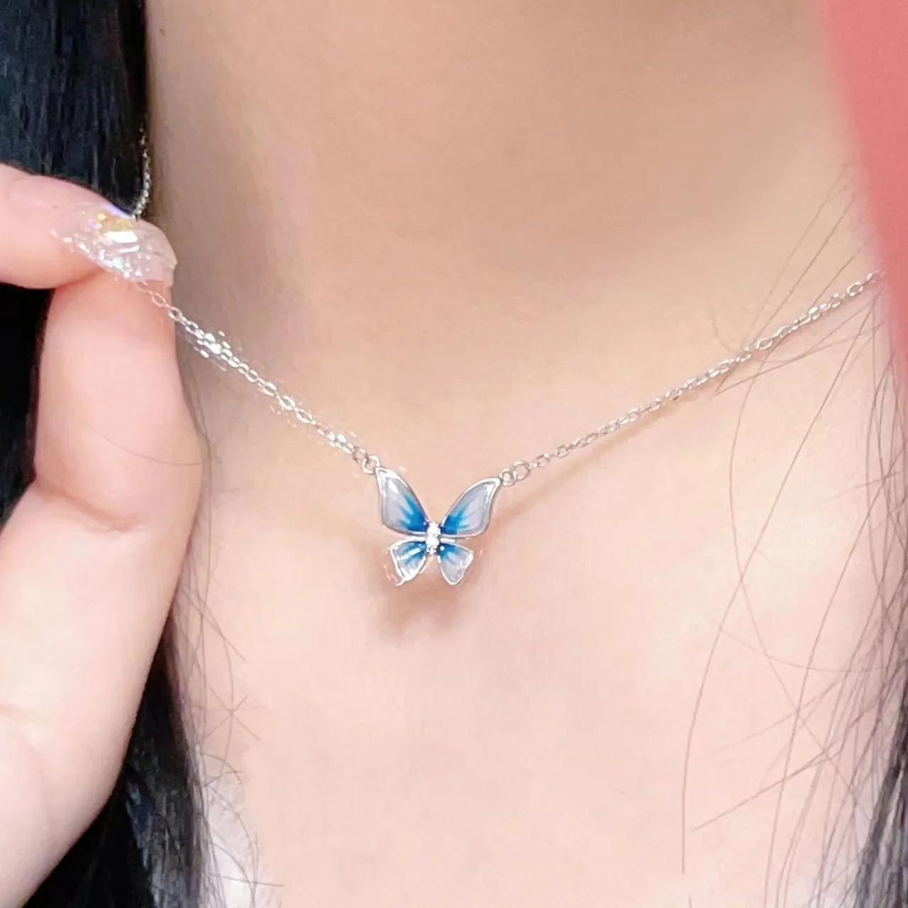 Luxury Gradient Blue Butterfly necklace for jewelry shop  wholesales N2309132