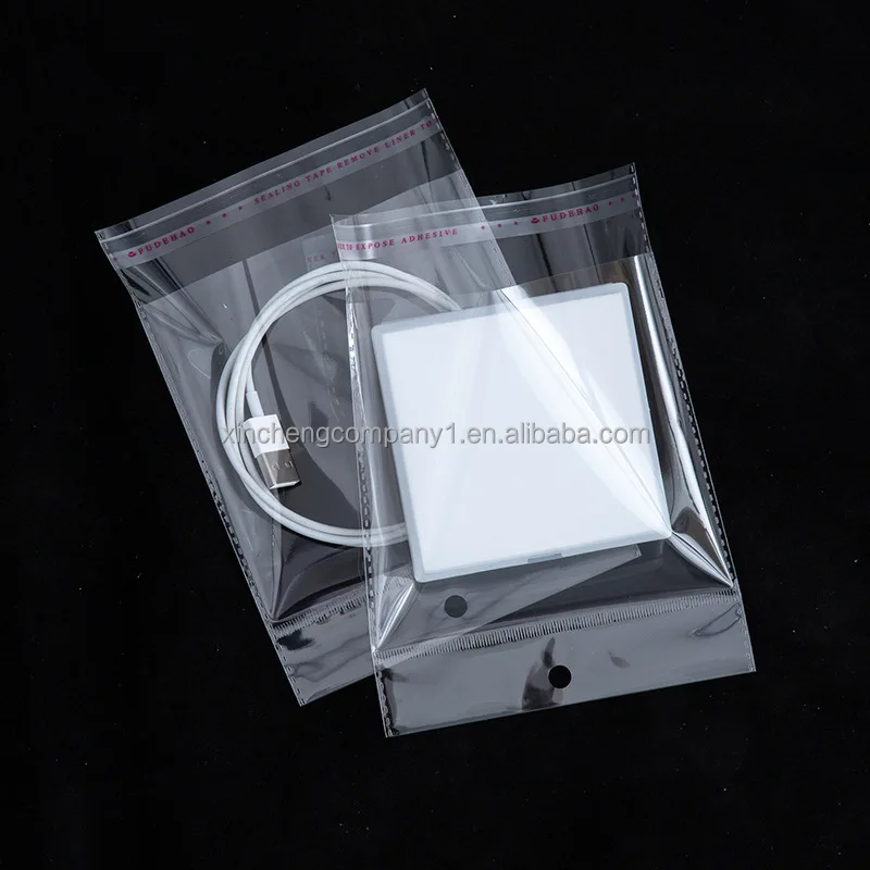 Transparent Cellophane Clear Adhesive Packing Opp Ldpe Plastic Bag For Hair Extensions With Logo