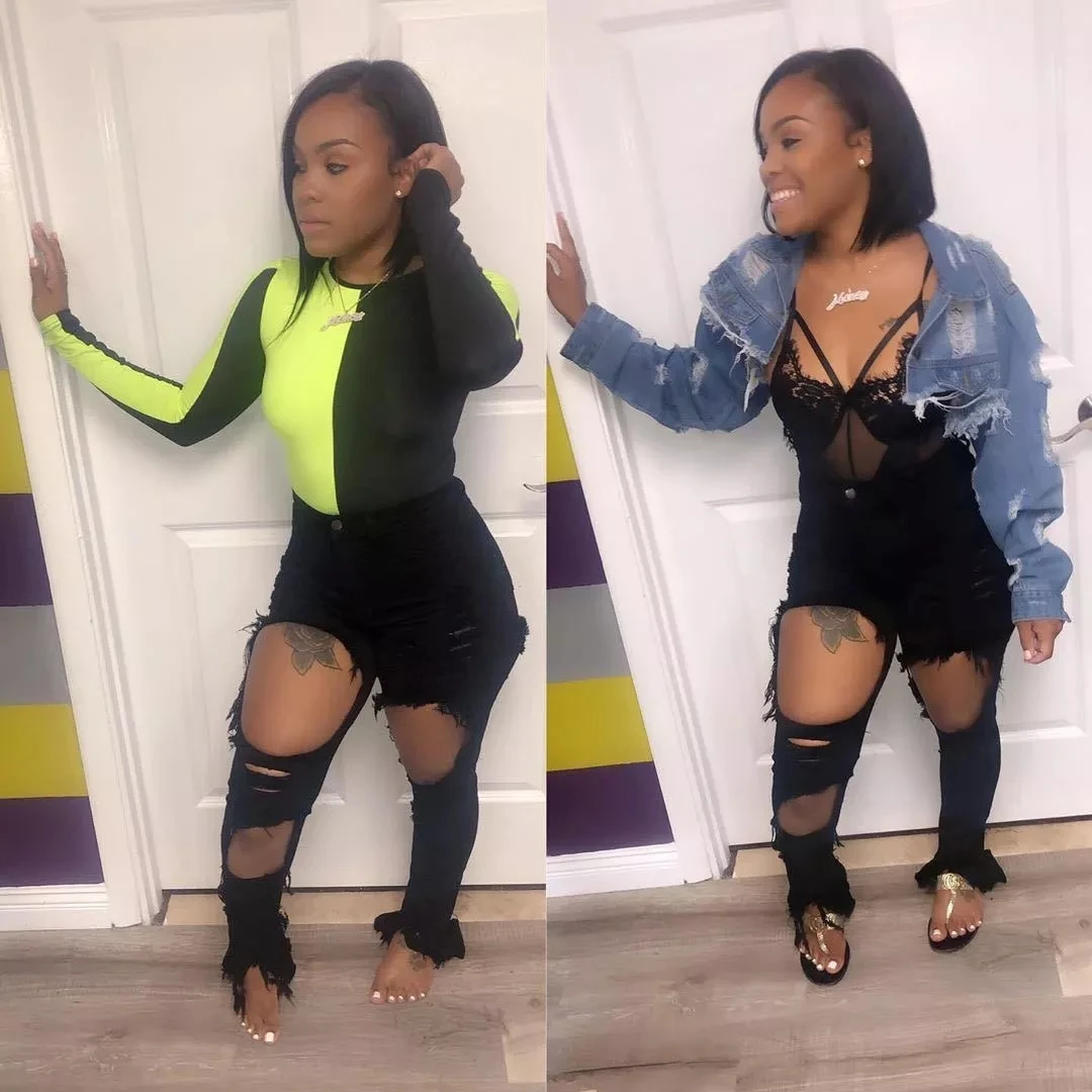 2021 новые стильные женские рваные узкие брюки с высокой талией, белые состаренные узкие джинсы с дырками для женщин