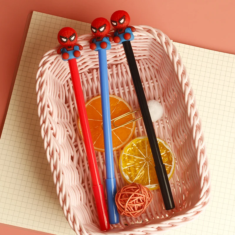 
New cute silicone cartoon Spider-Man black gel pen 