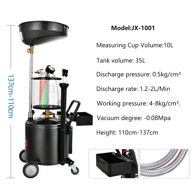 35L 70L 80L 100L Car air pneumatic waste engine car oil filter drain collector auto oil extractor suction machine with pan