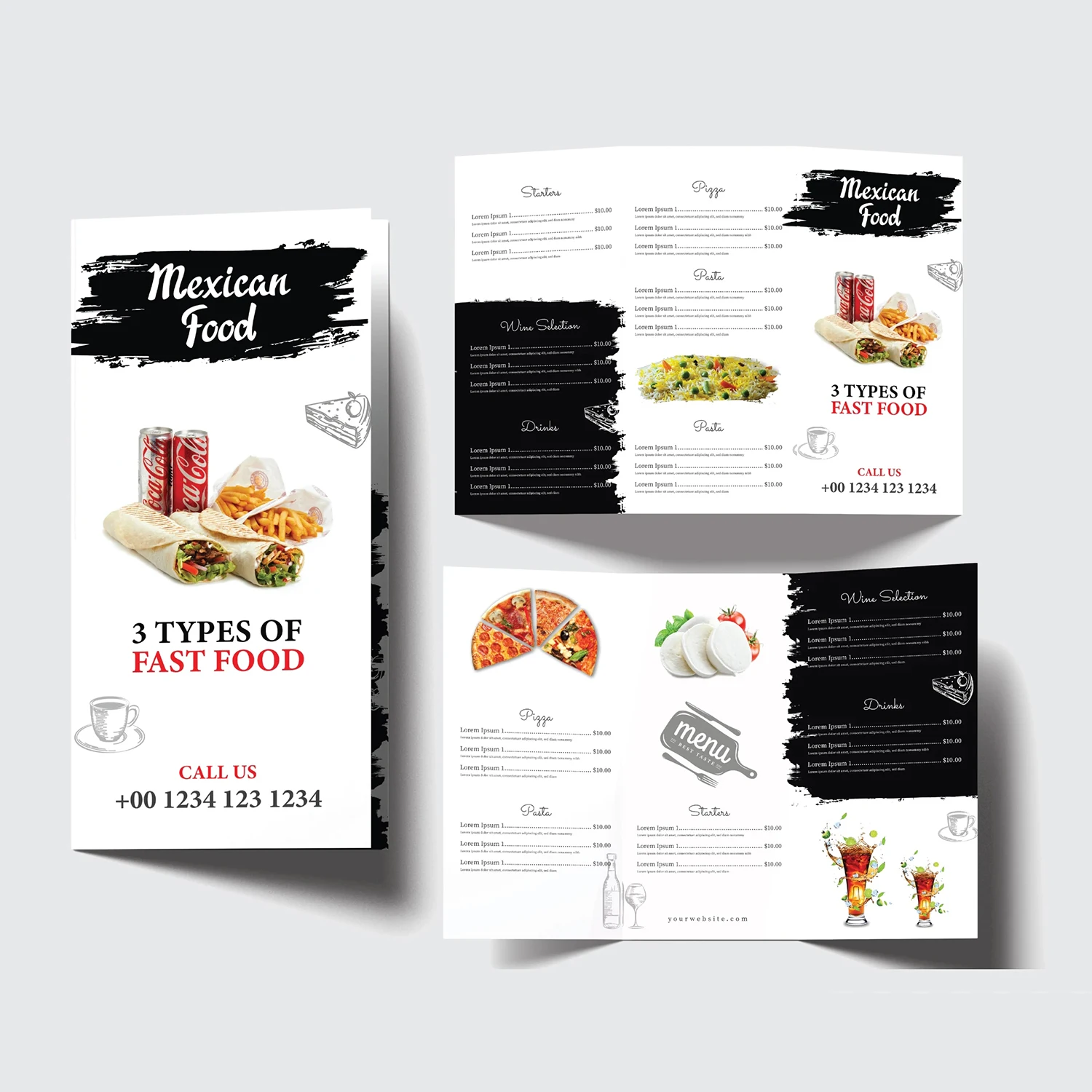 Customized Printed Flyer Trifold Brochure Instruction Manual Advertising Leaflet Takeout Menu Poster Printing