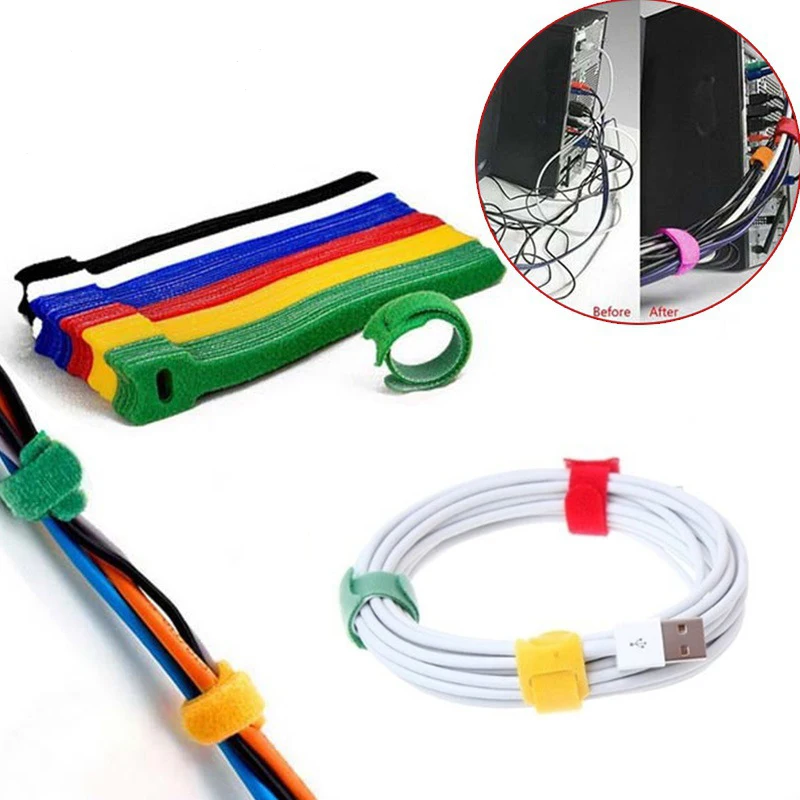 Reusable  Laptop Wire Organizer Cord Hook and Loop Cable Ties