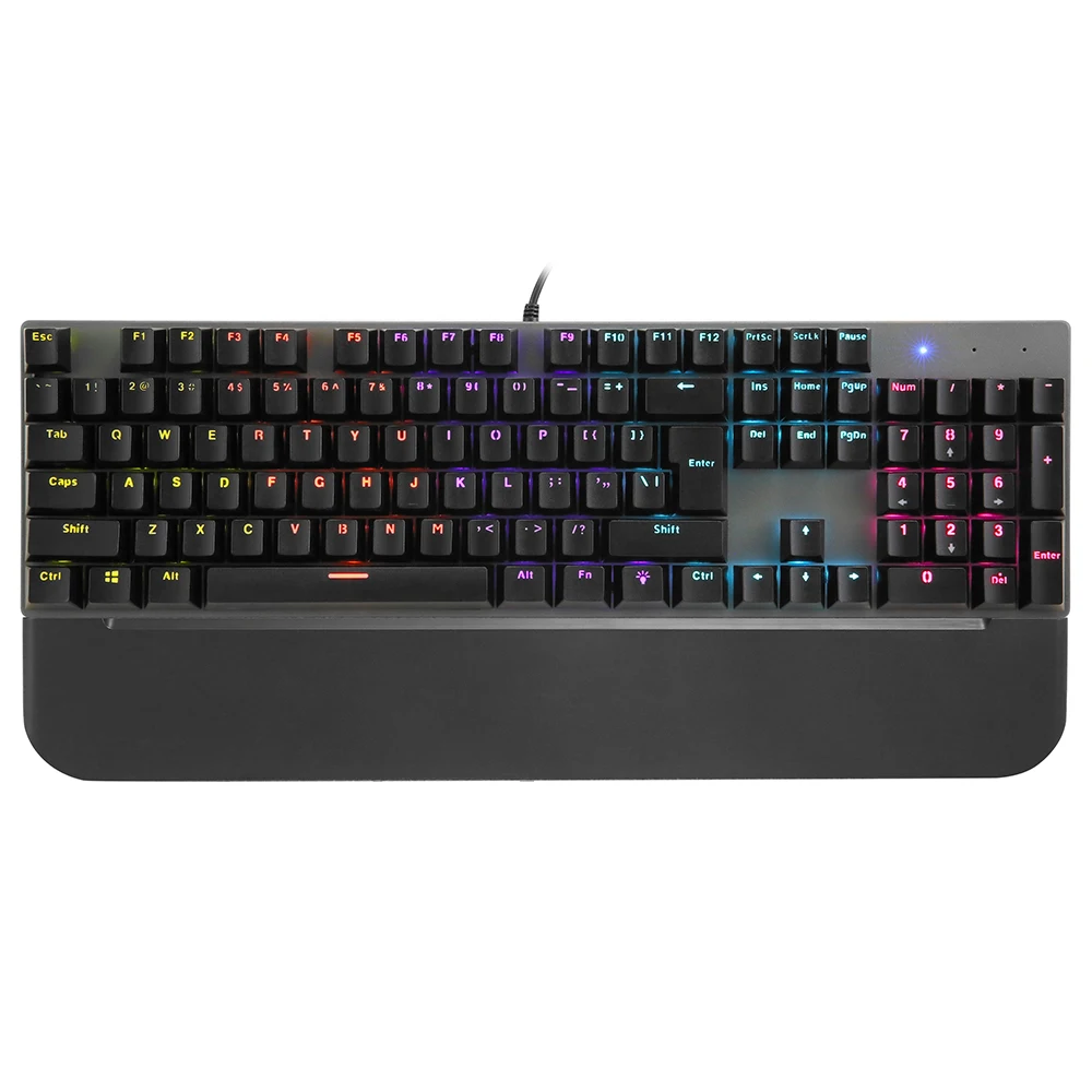 Механическая игровая клавиатура RGB с зеленым переключателем, 104 клавиш, с подставкой для рук