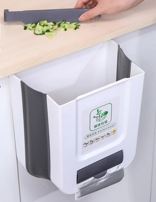
Environmental Protection Customized Design Common Plastic Bin Folding Waste Bins Hanging Kitchen Garbage Dustbin Trash Cans 