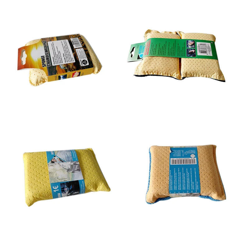 super cymru 3-pack microfiber chenille sponge set with chamois chenille sponge pad cleaning sponge