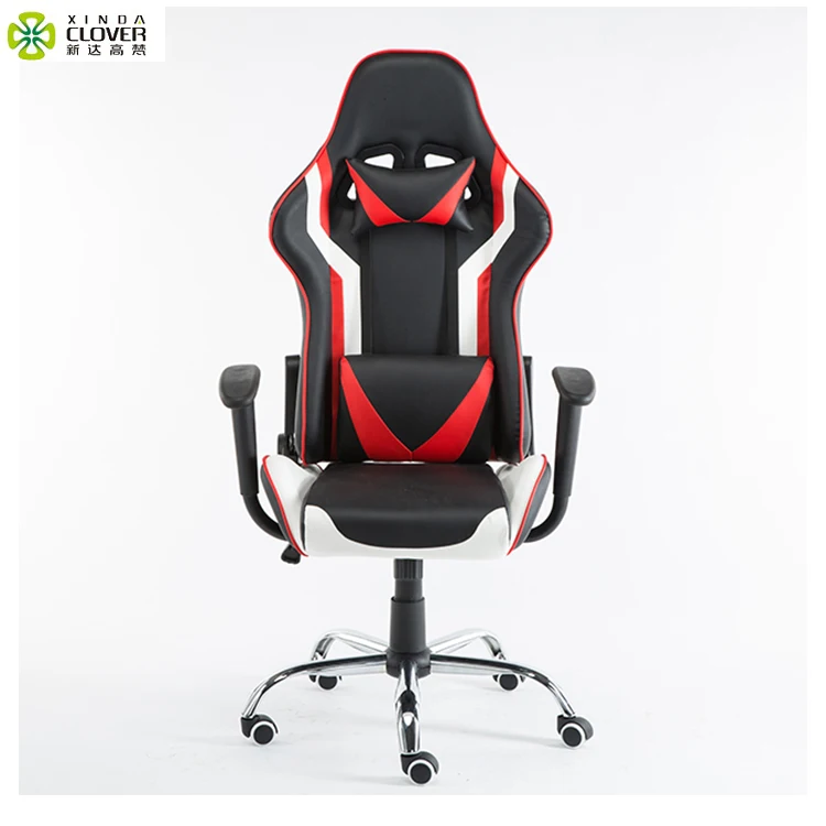 
Gamer Racing Style Adjustable Office Chair with Removable Headrest High Back Lumbar Cushion and Footrest Swivel Gaming Chair 