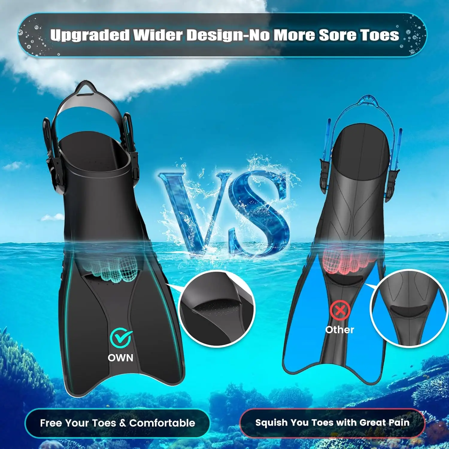 Professional Swimming Products Diving Goggles Mask Snorkel Adjustable Fins Set Silicone Diving Snorkeling Equipment