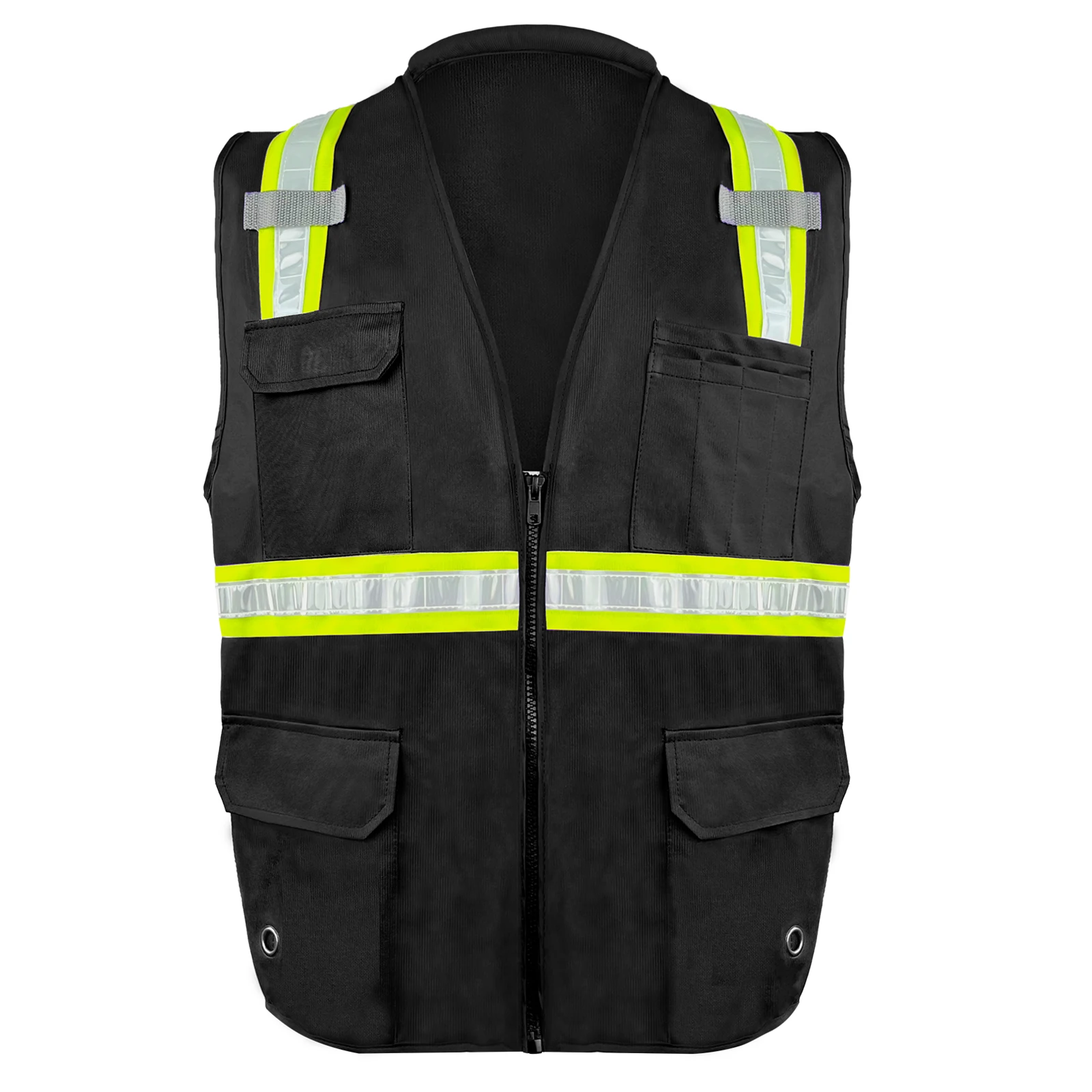 ZUJA Hot Selling PVC High Reflective Tape Construction Safety Vest Multi Pockets Comfortable Sponge Neck Safety Vest