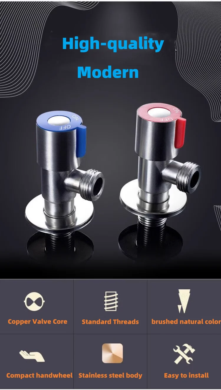 201 Stainless Steel Angle Valve Quick Opening Water Stop Valve Water Heater Triangle Valve