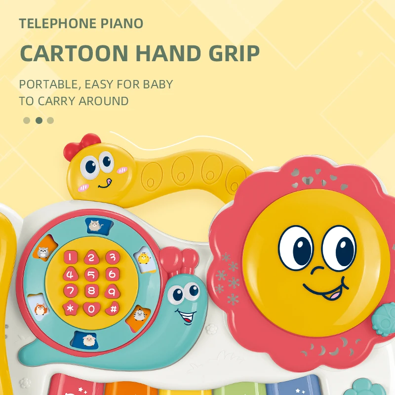 JIESTAR TOYS hot sell baby projection snail piano toy multifunction preschool learning educational kids musical  baby toy