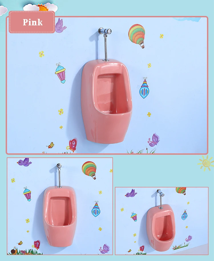 KD-K001UA Artistic Colored Sanitary Ware for Kindergarten Wall Mounted Ceramic Urinal Trap Pink Colored Small Size Urine Bowl