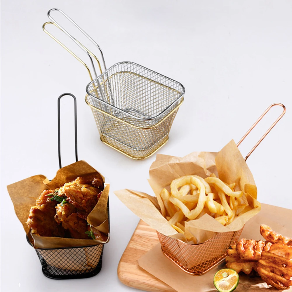 Restaurant Home Kitchen Iron Mesh French Fry Basket French Chip Serving Strainer/Colander for Frying Food in Oil