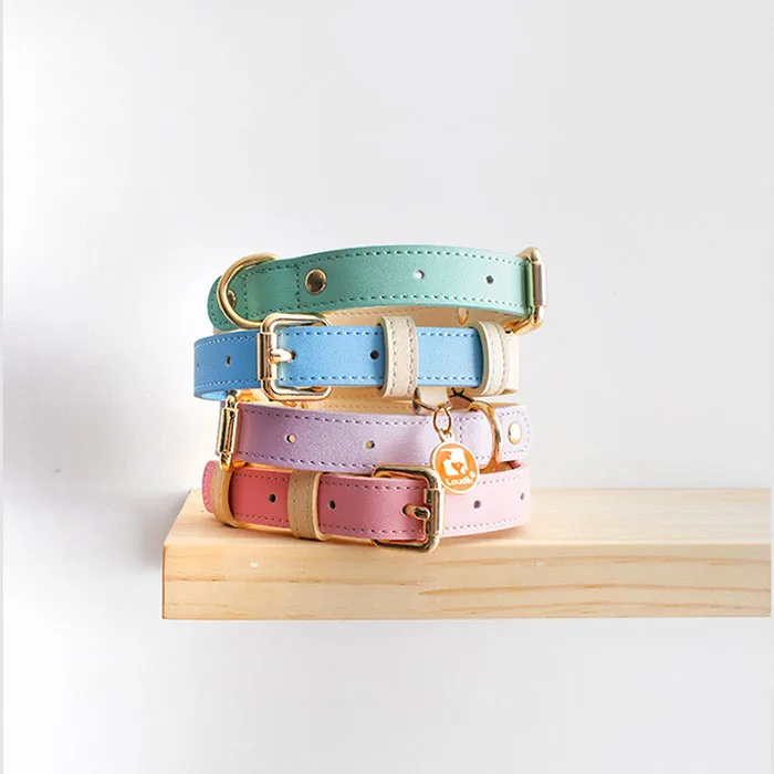Four Colors Plain Pet Dog  Leather Collar