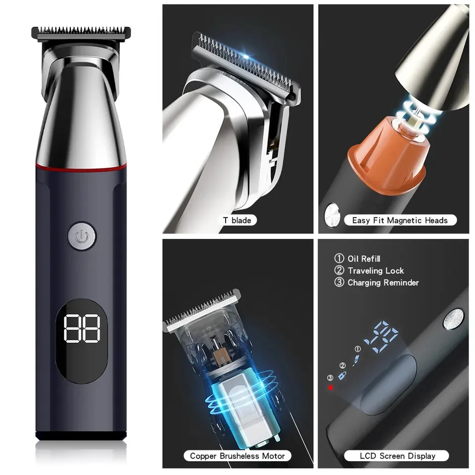 Perfect Factory Professional private label 5 in 1 tondeuse barber Cordless Trimmer Hair electric Clipper for men