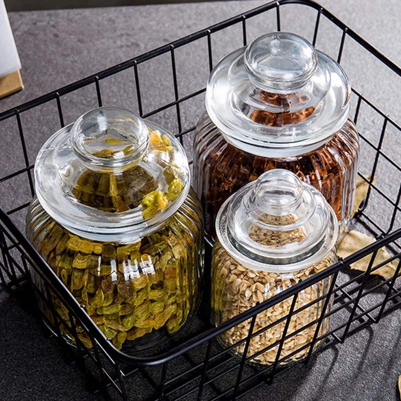  Стеклянная бутылка герметичная банка для пищевых продуктов бытовая зернистая хранения конфет чая консервная с