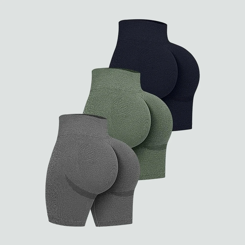 OEM High Waist Workout Shorts Butt Lifting Tummy Control Ruched Booty Smile Yoga Short Pants Women Cycle Run Leggings