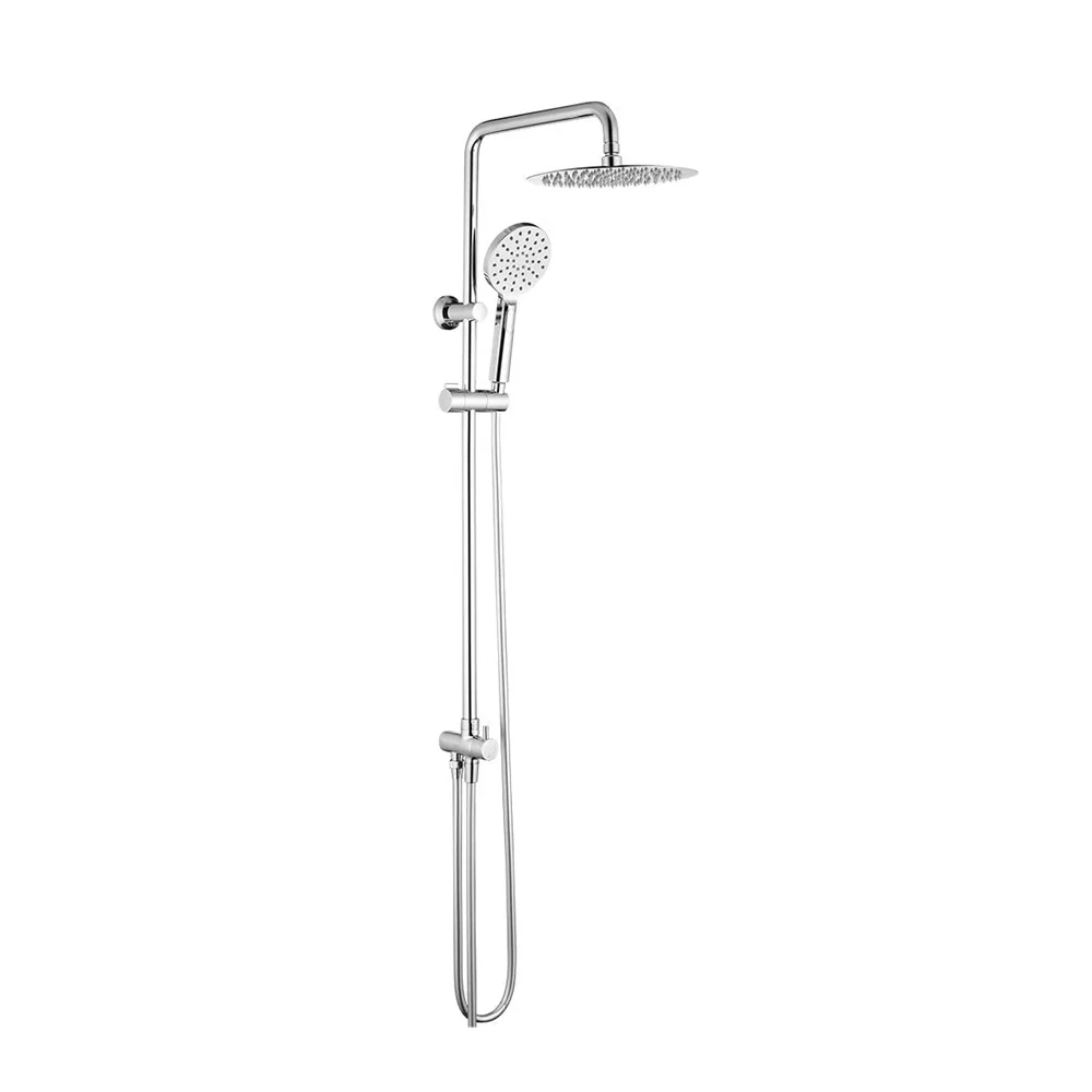Hanssmart Modern Chrome Shower Riser Rail Mixer ABS Handheld Shower Head Round Bathroom Shower Tap System with Stainless Hose