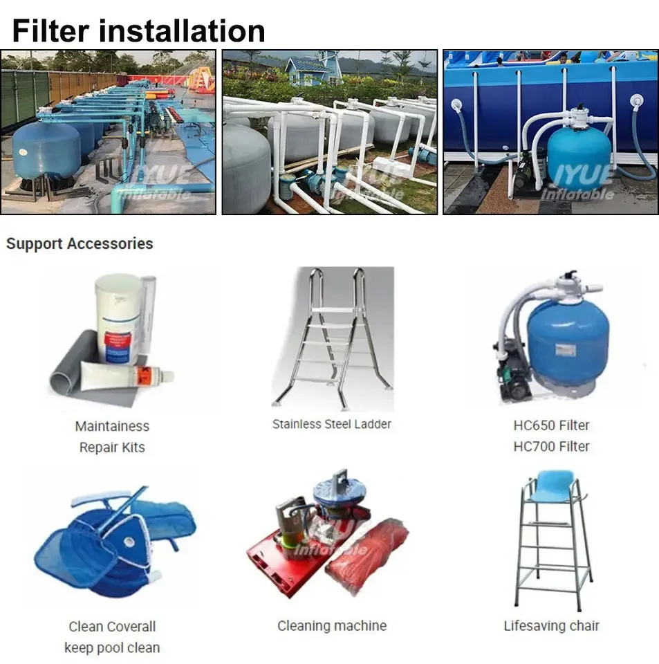 Outdoor Portable PVC Inflatable Metal Frame Swimming Pool With Support Accessories