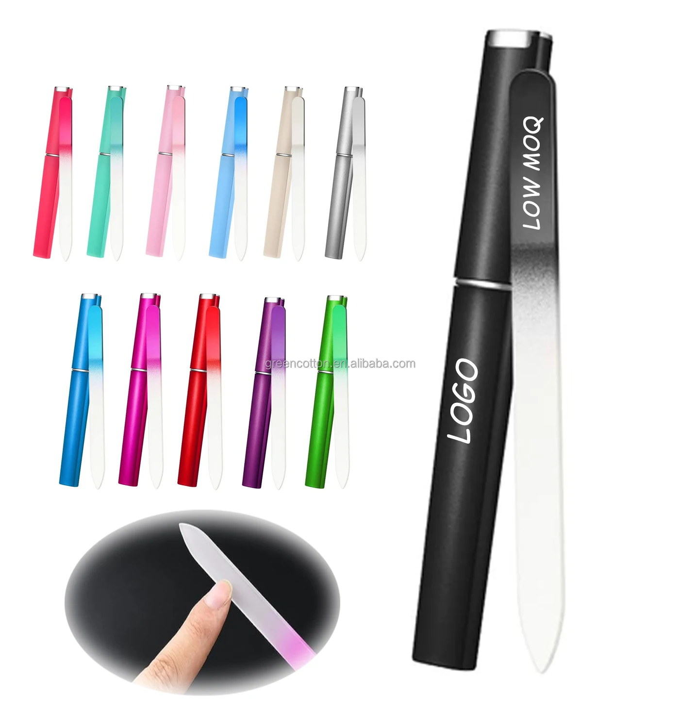 Custom Logo Beauty Salon Nail Supply Glass Nail File Greecotton Professional Glass Double Sided Crystal Custom Packaging Single