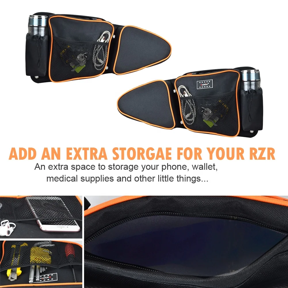 UTV Accessories RZR Front Door Side Storage Bags Offroad Side Bag with Knee Pad for 2014-2023 Polaris RZR XP Turbo S 1000 S900