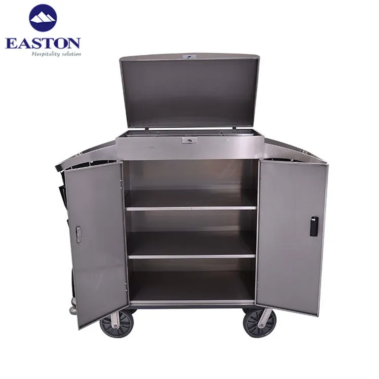 Double basket service housekeeping trolley, hotel housekeeping trolley cart