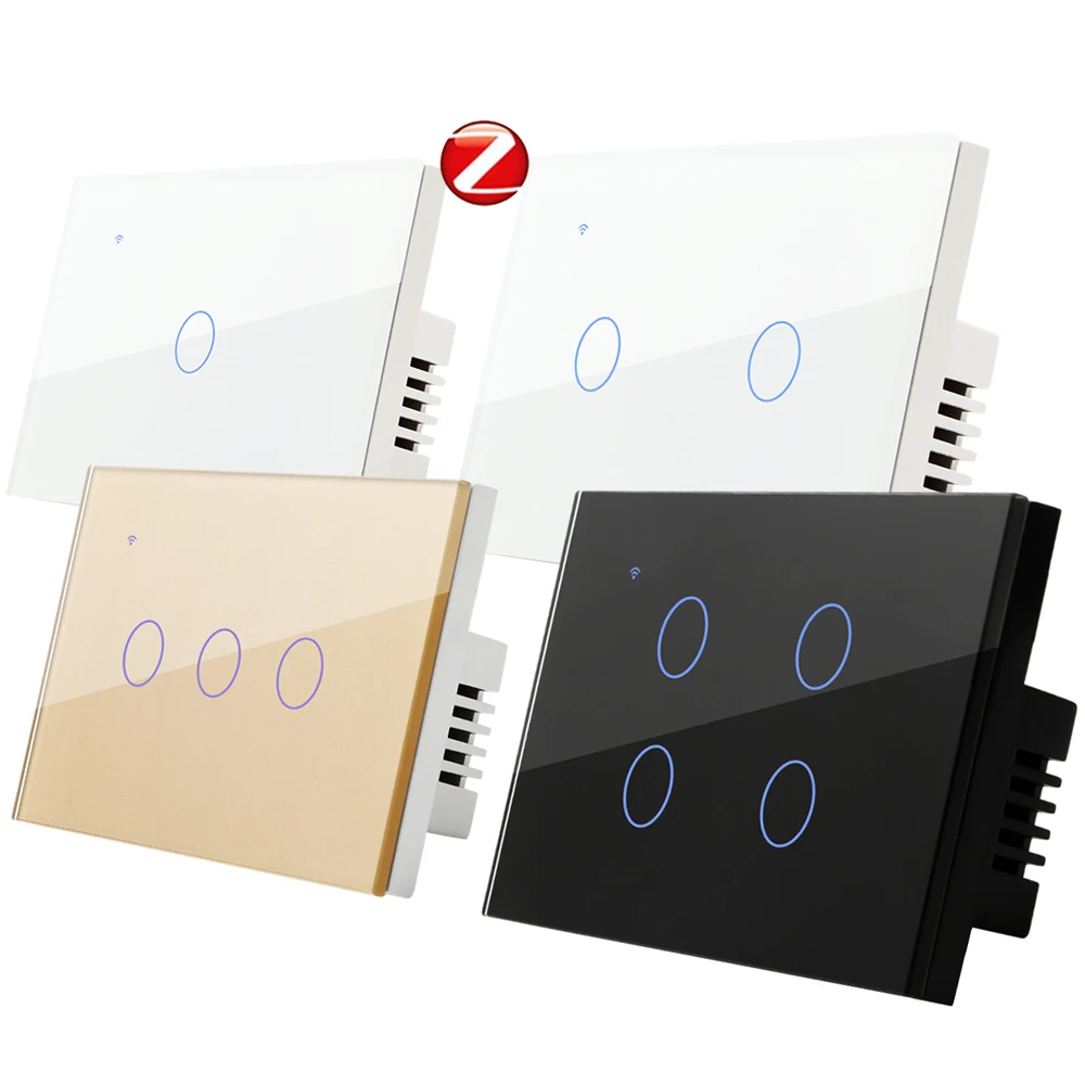 
ZigBee Hub Gateway Tuya 4ch Smart Wireless Electric Wall Light Touch Switch Controller Crystal US 2 Gang Google Assistant Alexa 